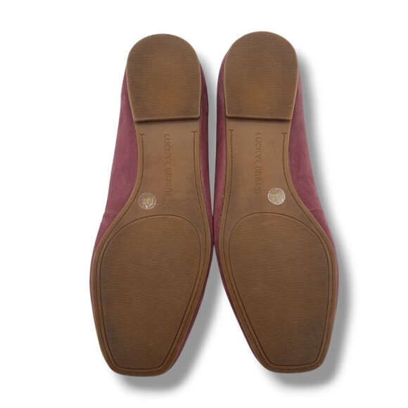 Lucky Brand Dellie Ballet Flat Womens 6.5 Red Suede Slip On - Picture 8 of 9